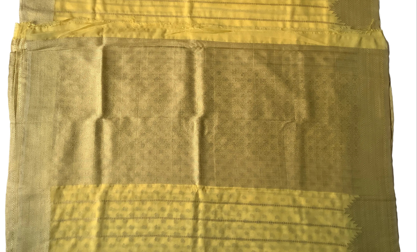 Cream Yellow Temple Border Georgette Saree