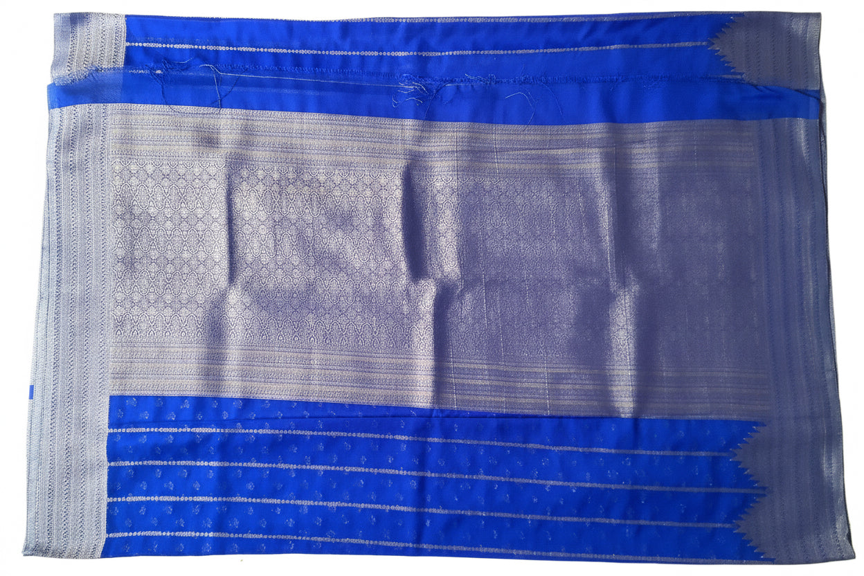 Blue Temple Border Georgette Saree