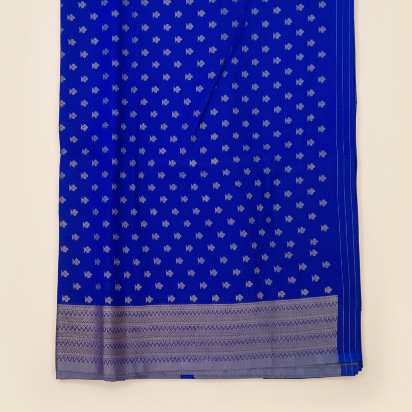 Blue Temple Border Georgette Saree