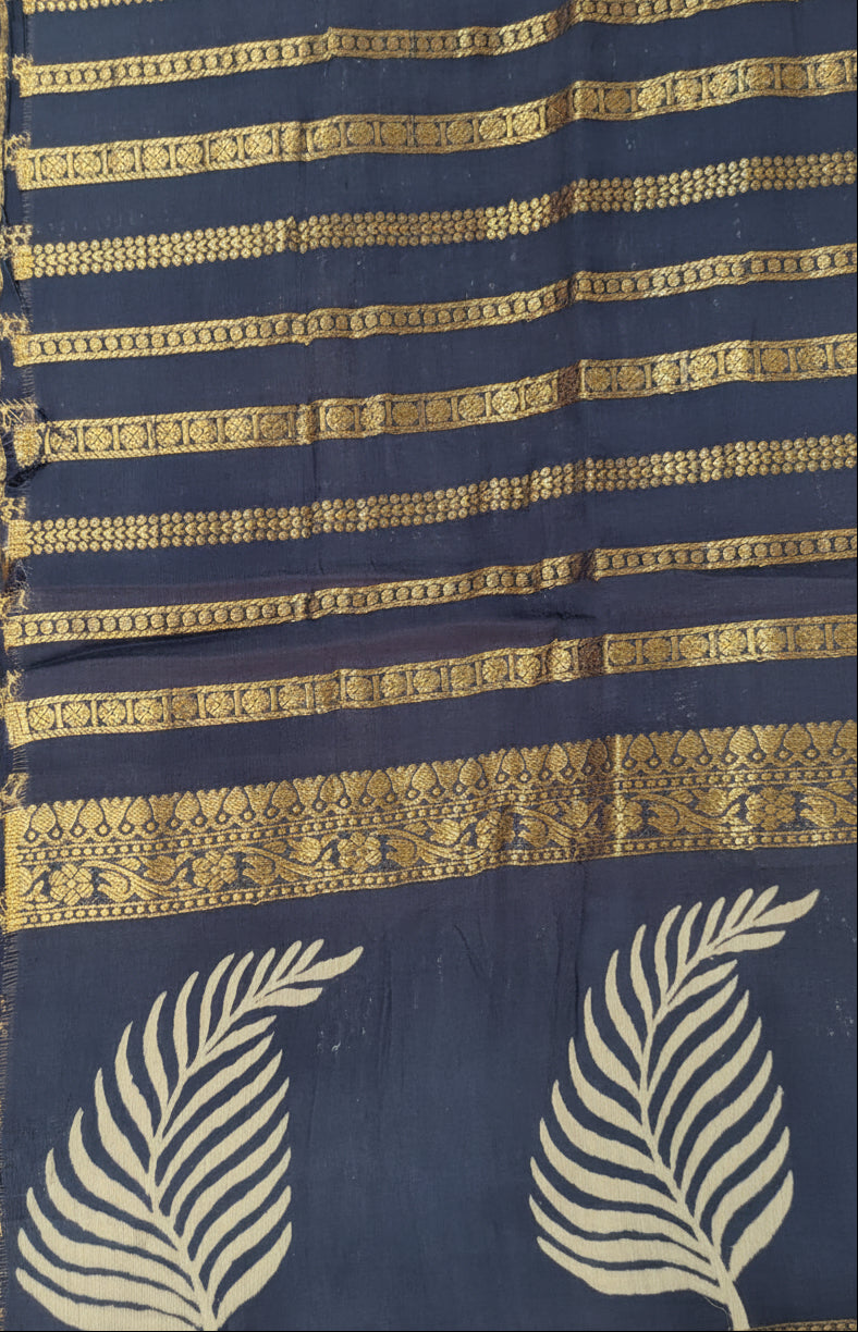Blue Viscose Silk Saree
