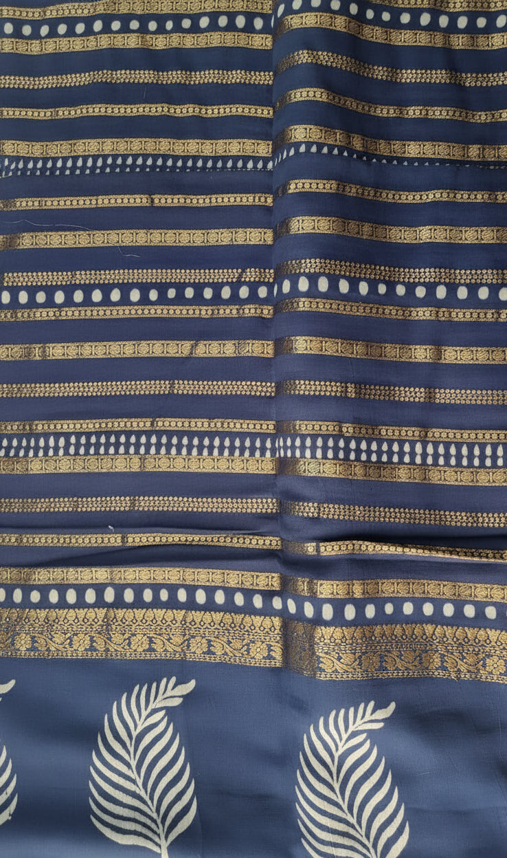 Blue Viscose Silk Saree