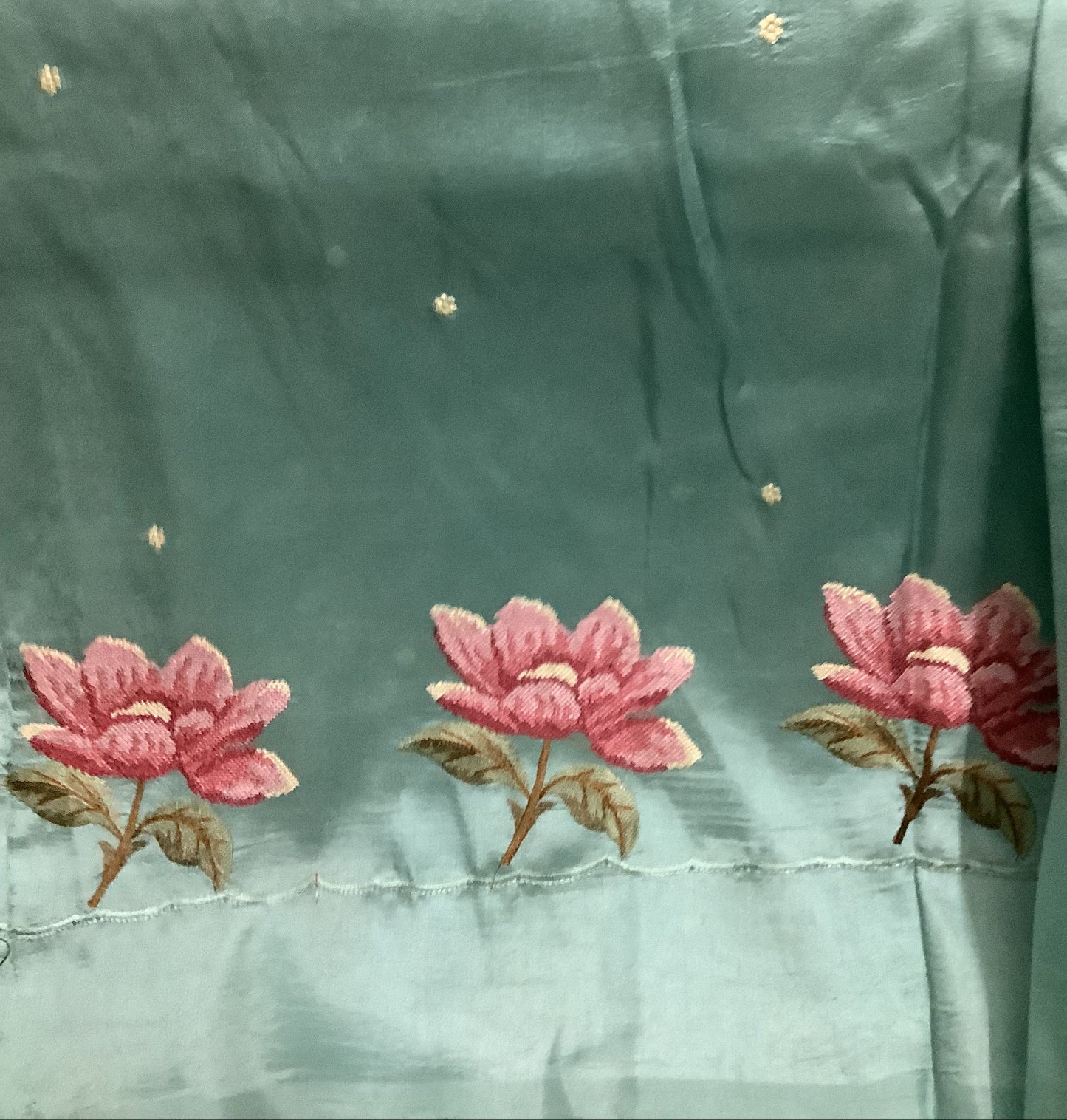 Blue Pure Silk Embroidery Cutwork Saree