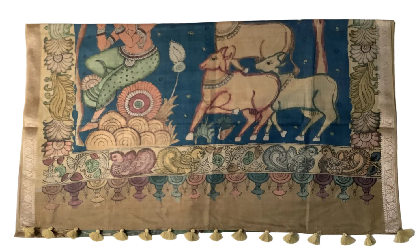 Brown Pen Kalamkari Saree
