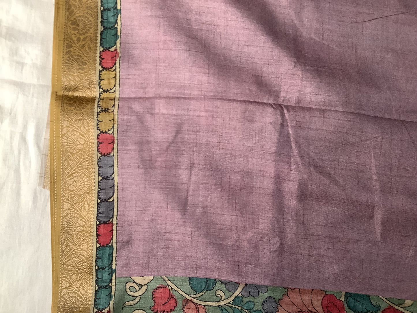 Purple Pen Kalamkari Saree