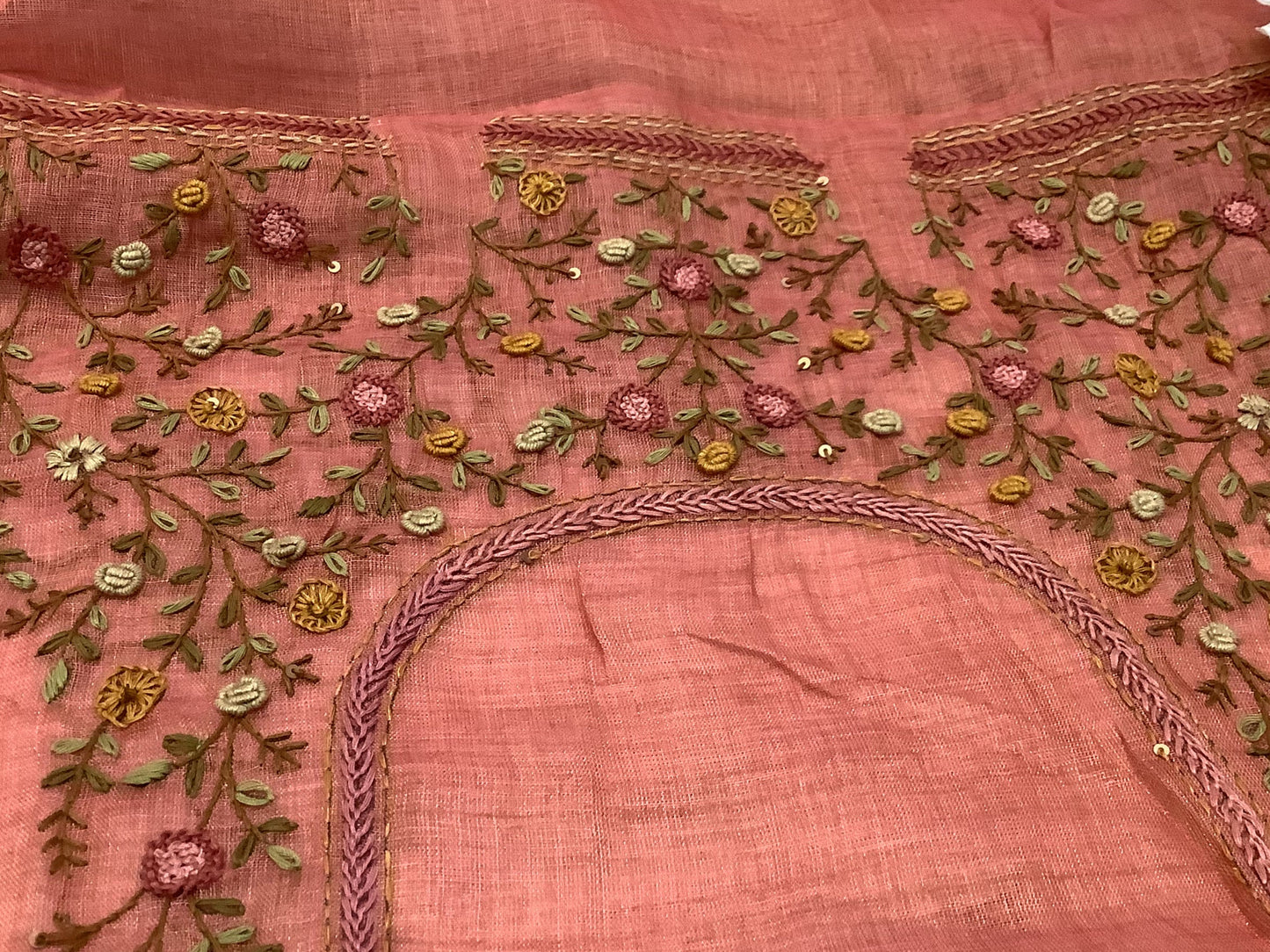 Peach Orange Heavy Embroided Saree