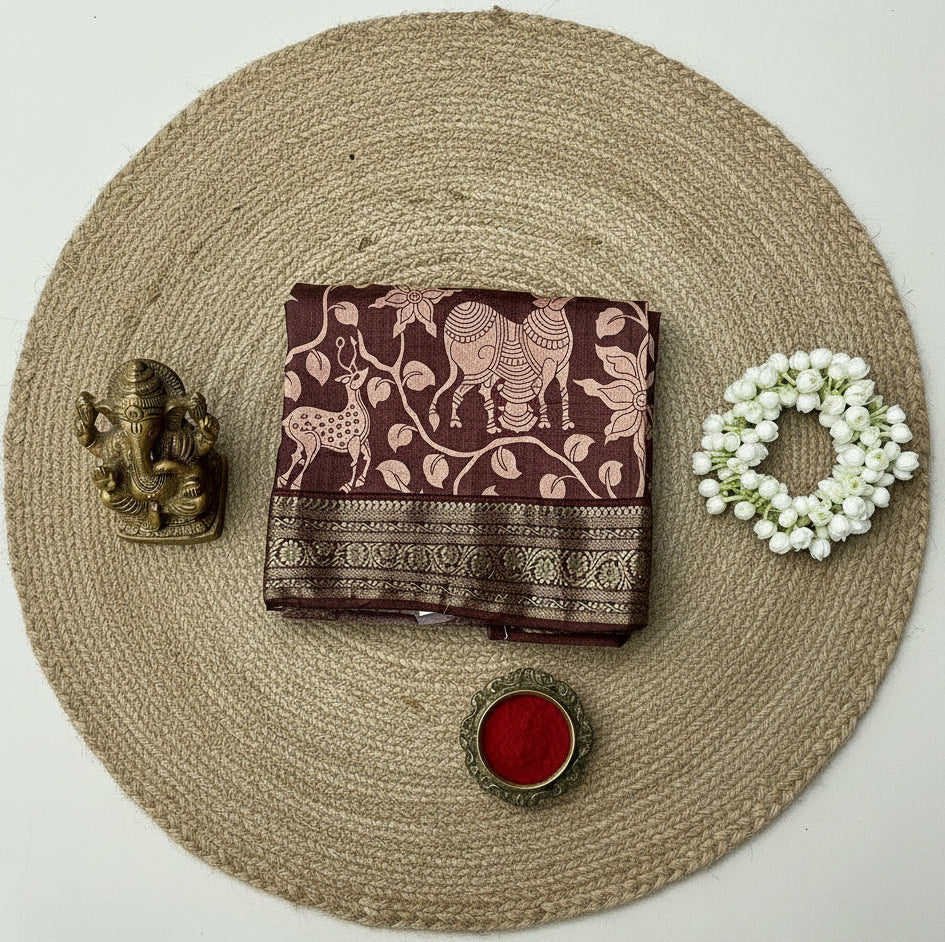 Kalamkari Zari Border Saree
