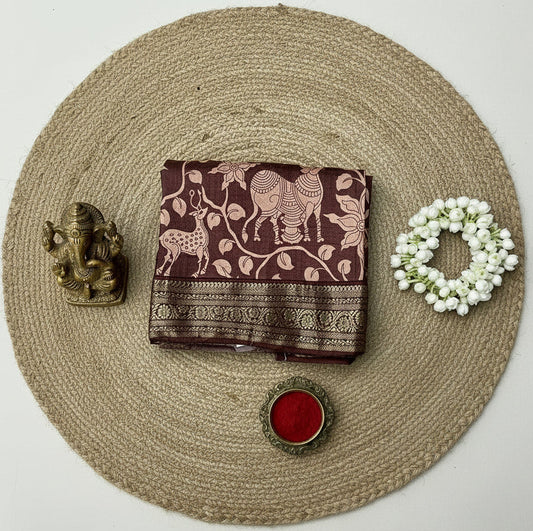 Kalamkari Zari Border Saree