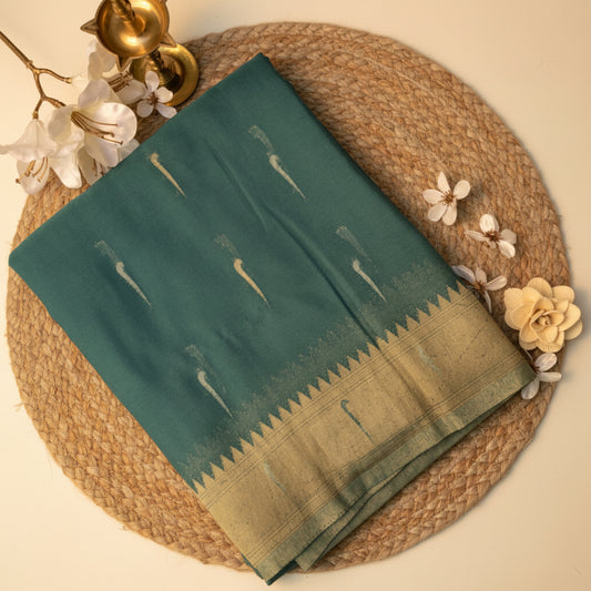 Berg Green Georgette Paithani Saree